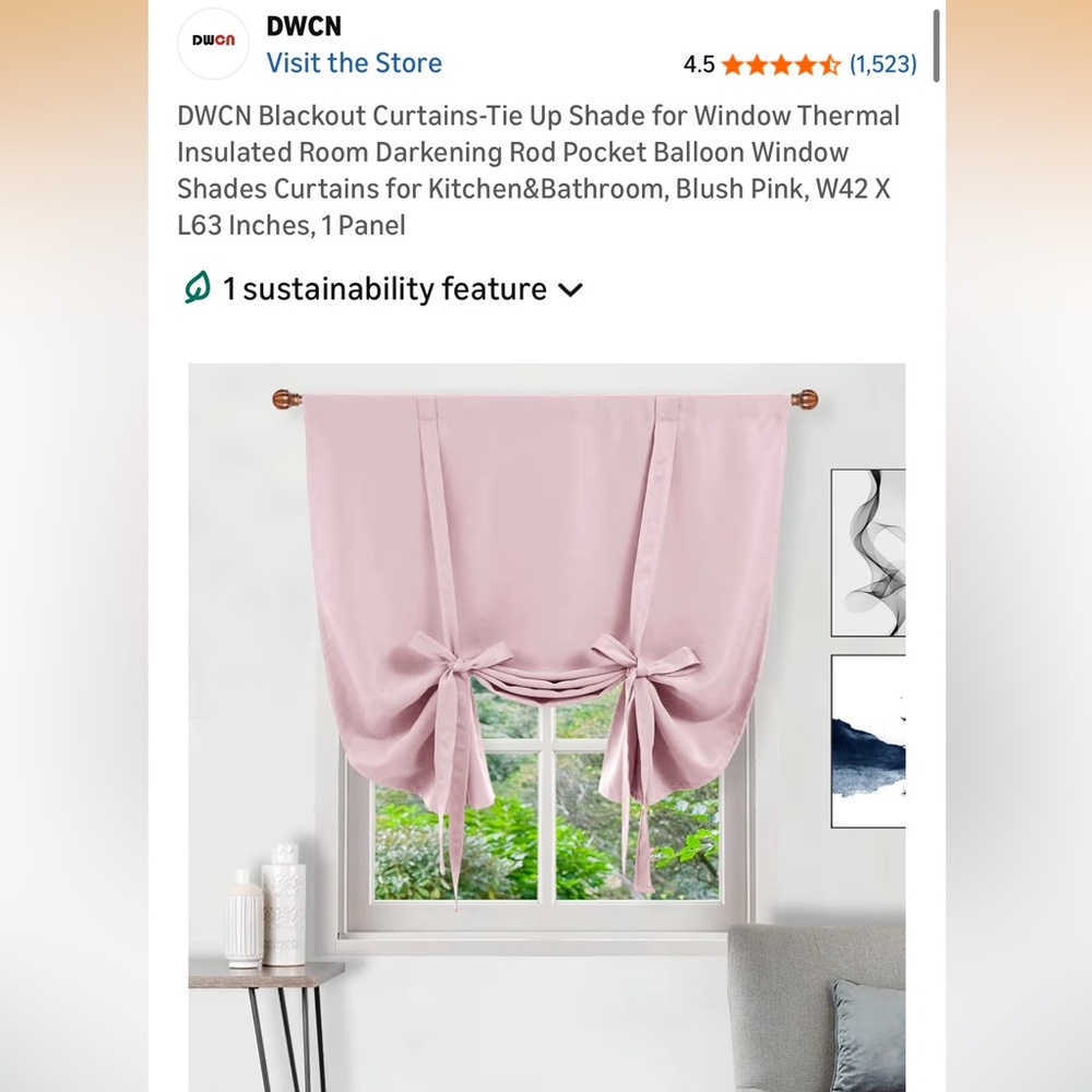 Elegant Pink Tie-Up Window Shade
